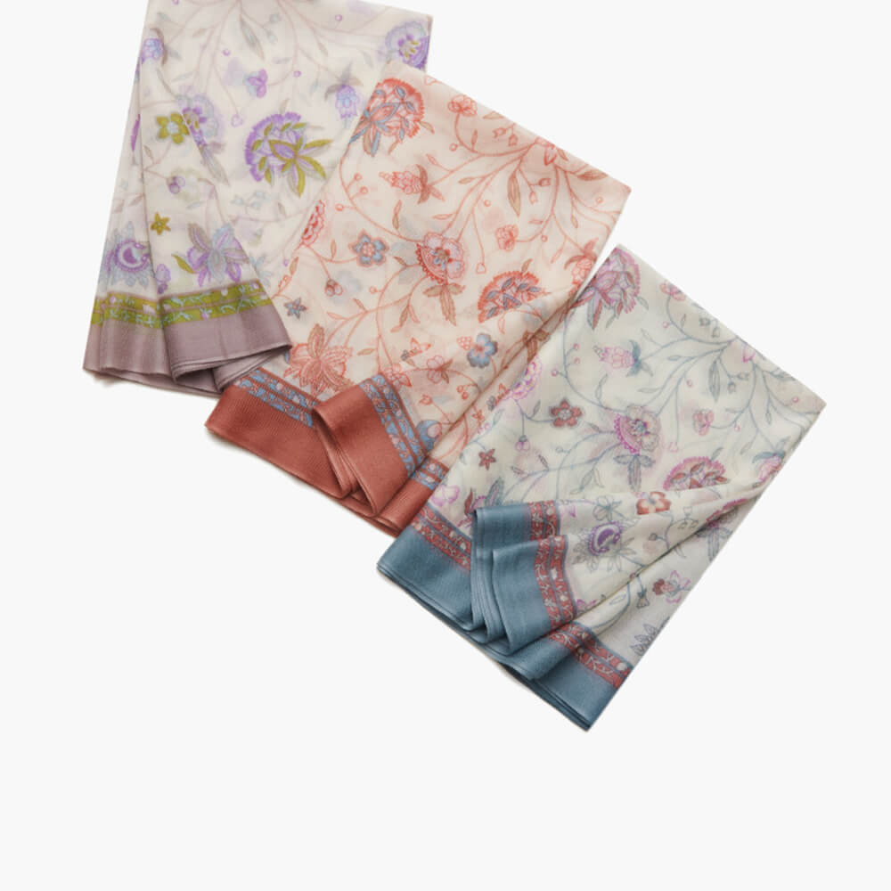 200s Cashew Print Women lightweight Cashmere Wrap Scarf