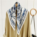 Blue Vintage  Fashion Mulberry Silk Square Scarf