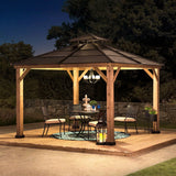 Load image into Gallery viewer, 10 ft. x 10 ft. Cedar Framed Gazebo with Steel 2-Tier Hip Roof Hardtop
