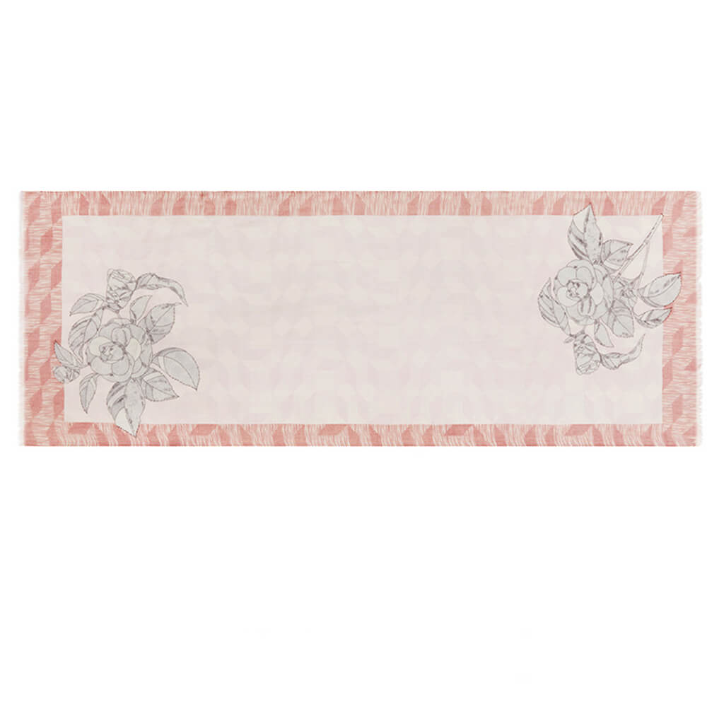 200s Camellia Print Women lightweight Cashmere Wrap Scarf
