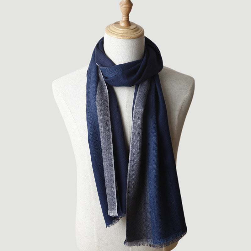 Men's Worsted Multi-Color Cashmere Scarf