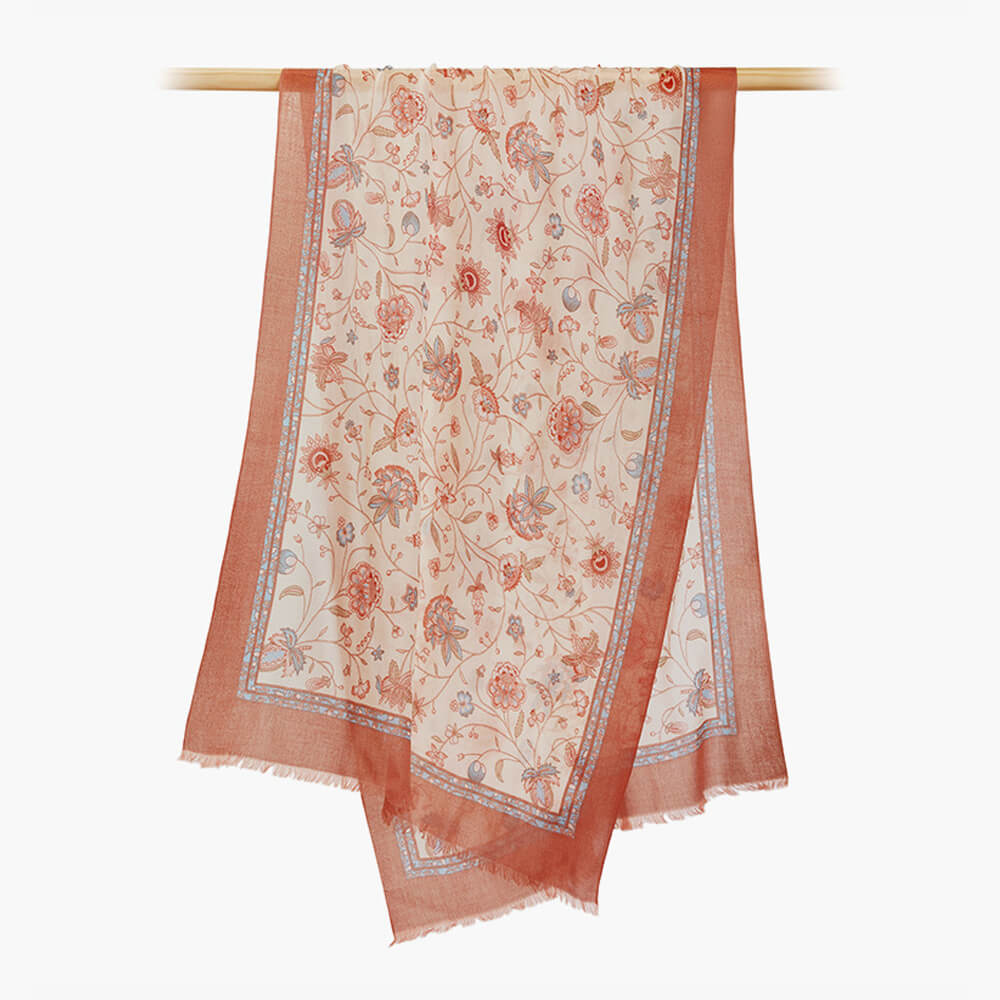 200s Cashew Print Women lightweight Cashmere Wrap Scarf