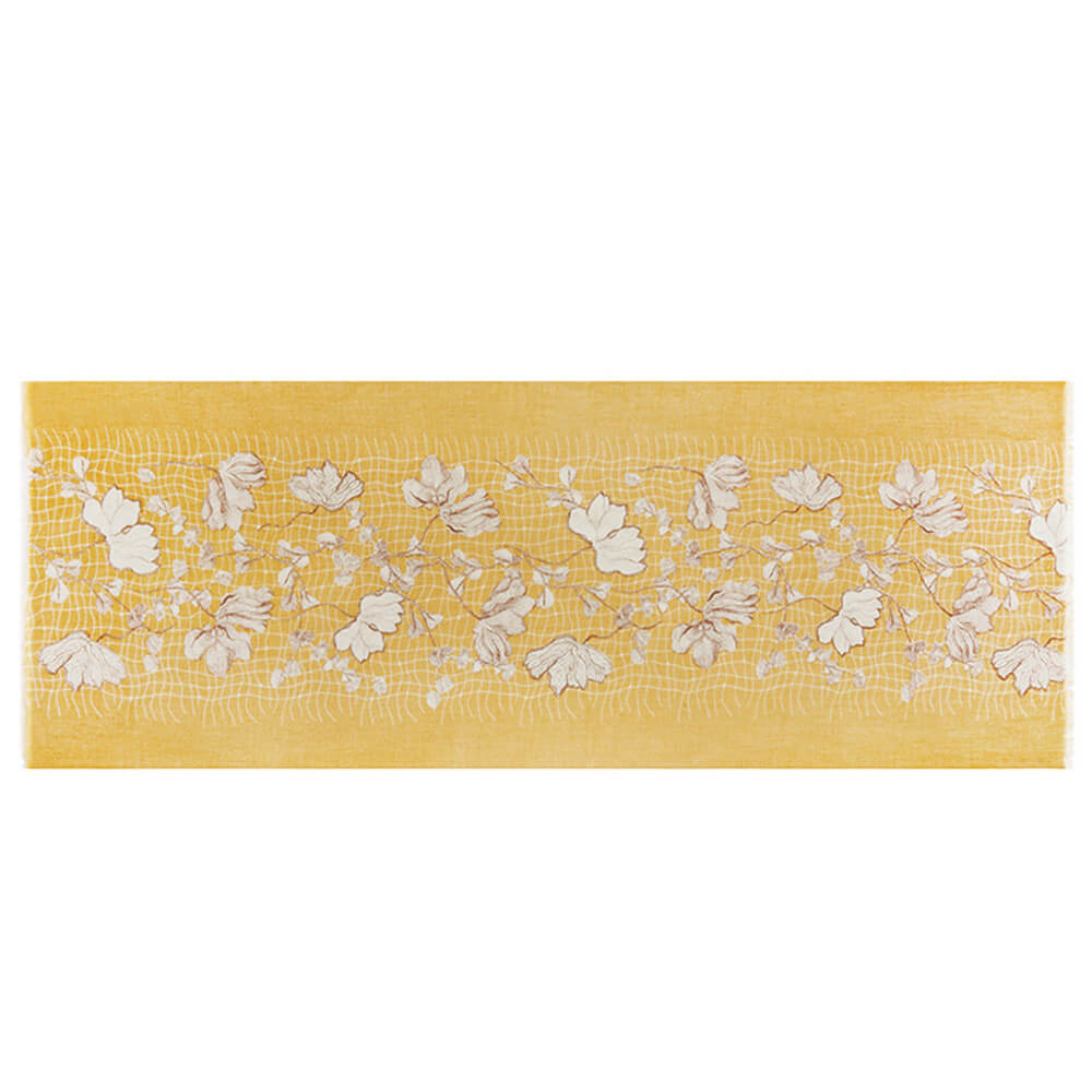 200s Camellia Pattern Print Women lightweight Cashmere Wrap Scarf