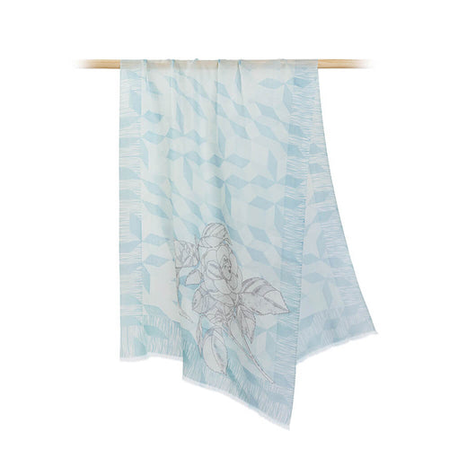 200s Camellia Print Women lightweight Cashmere Wrap Scarf