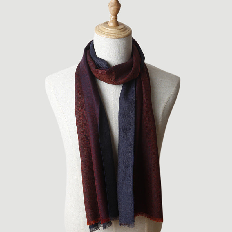 Men's Worsted Multi-Color Cashmere Scarf