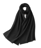 Charger l&#39;image dans la galerie, Écharpe de luxe en laine à franges courtes et unies