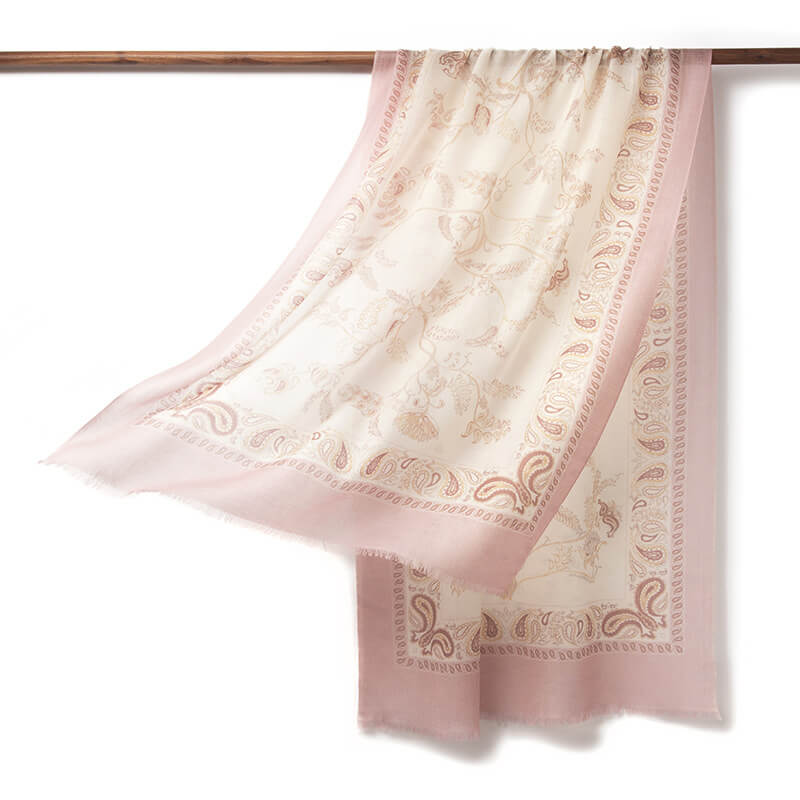 200s Camellia Pattern Print Women lightweight Cashmere Wrap Scarf