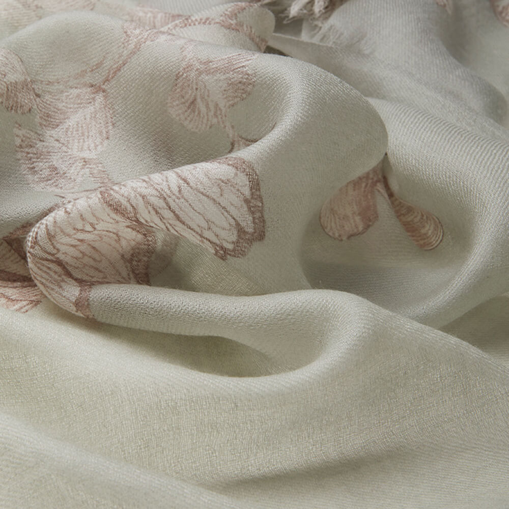 200s Camellia Pattern Print Women lightweight Cashmere Wrap Scarf