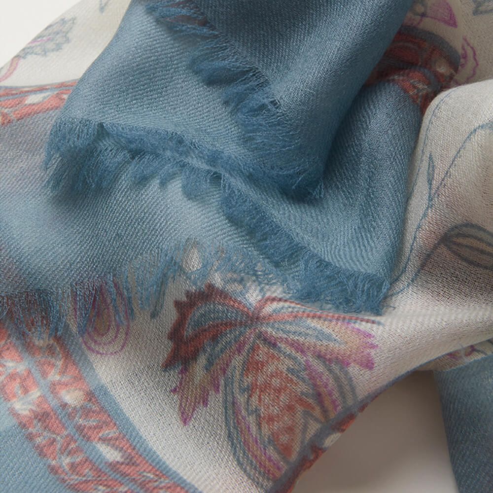 200s Cashew Print Women lightweight Cashmere Wrap Scarf