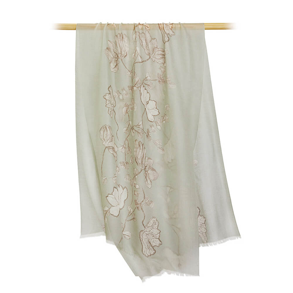 200s Camellia Pattern Print Women lightweight Cashmere Wrap Scarf
