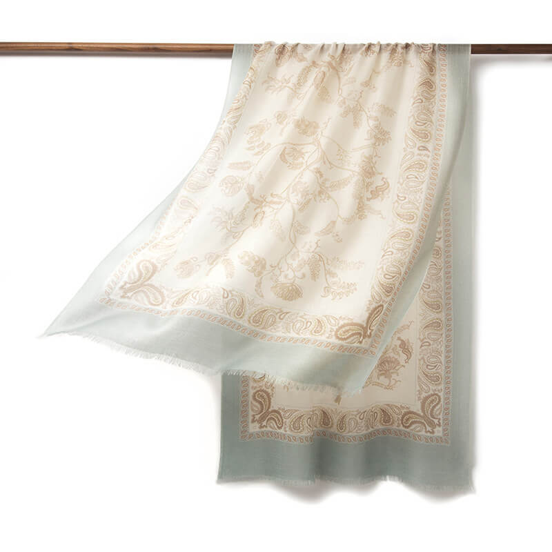 200s Camellia Pattern Print Women lightweight Cashmere Wrap Scarf