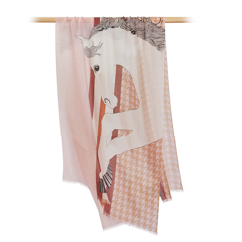 200s Horse Print Women lightweight Cashmere Wrap Scarf