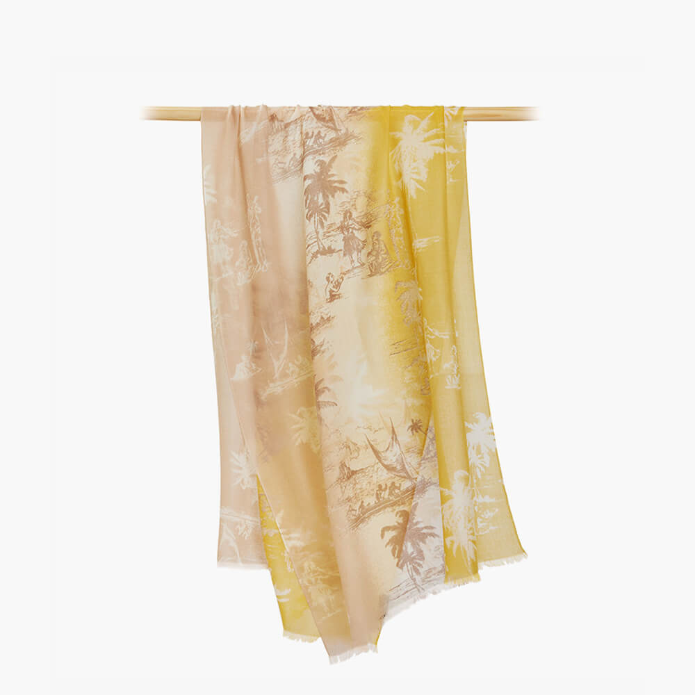 200s Maple Leaf Print Women lightweight Cashmere Wrap Scarf
