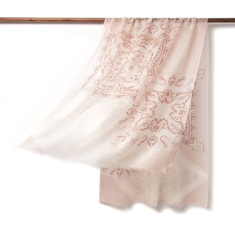 200s Camellia Pattern Print Women lightweight Cashmere Wrap Scarf