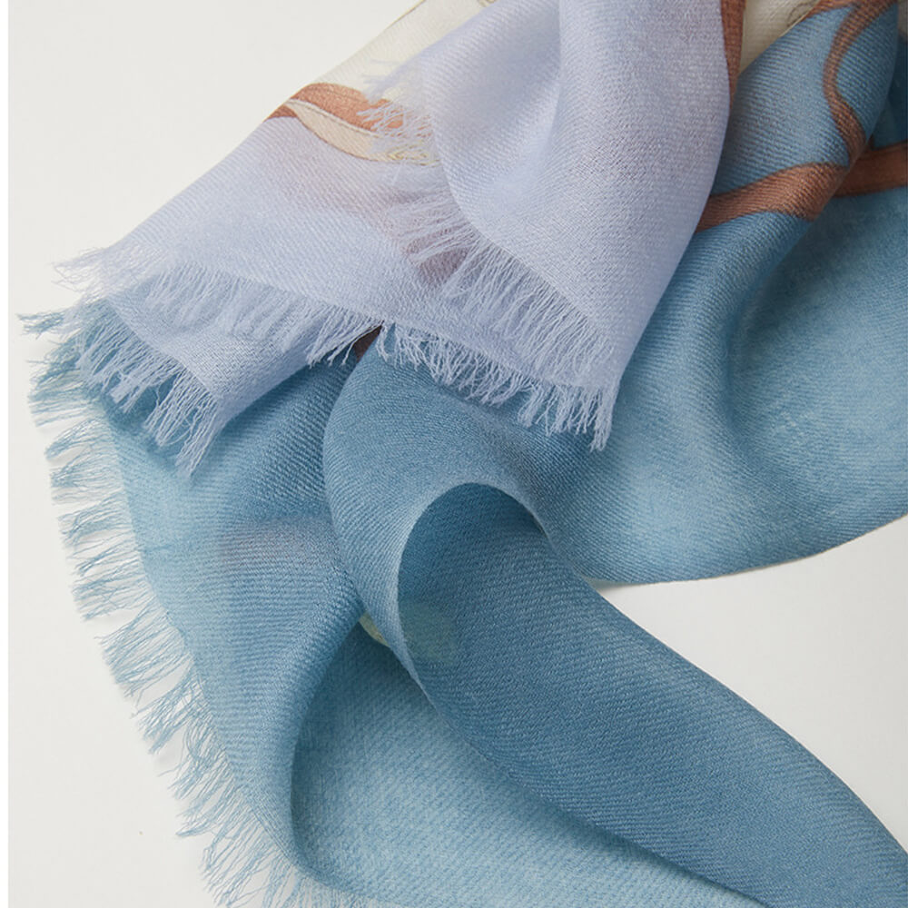 200s Knight Print Women lightweight Cashmere Wrap Scarf