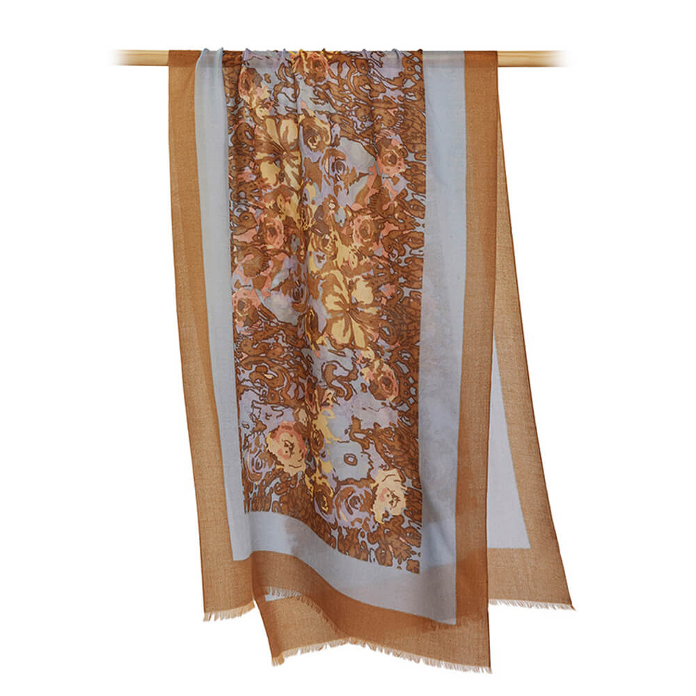 200s Hundred Flowers Blooming Print Women lightweight Cashmere Wrap Scarf