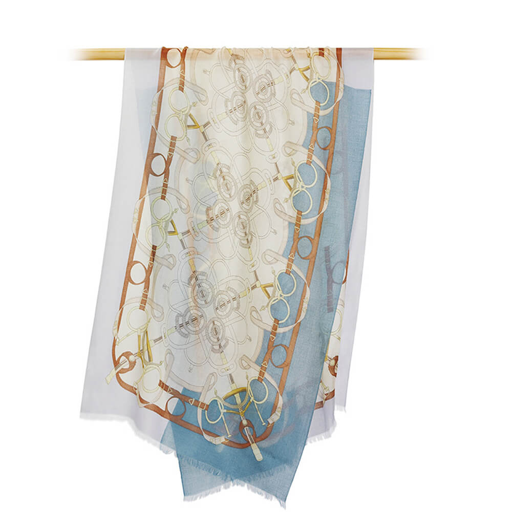 200s Knight Print Women lightweight Cashmere Wrap Scarf