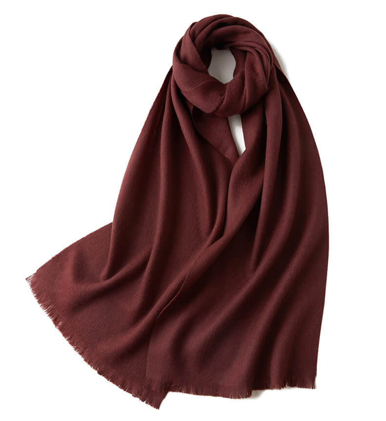 Écharpe de luxe en laine à franges courtes et unies