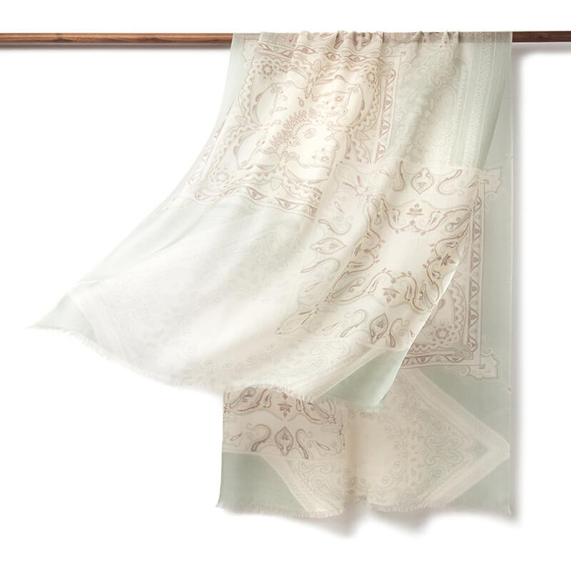 200s Camellia Pattern Print Women lightweight Cashmere Wrap Scarf