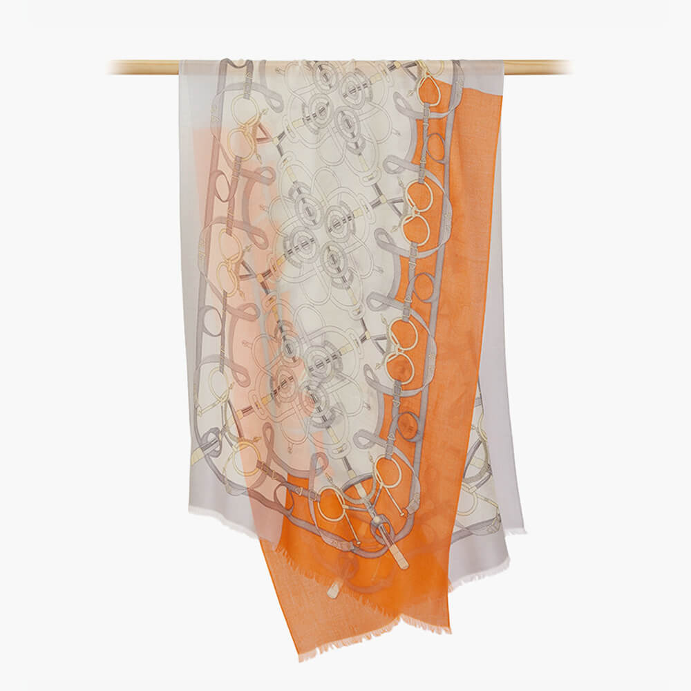 200s Knight Print Women lightweight Cashmere Wrap Scarf