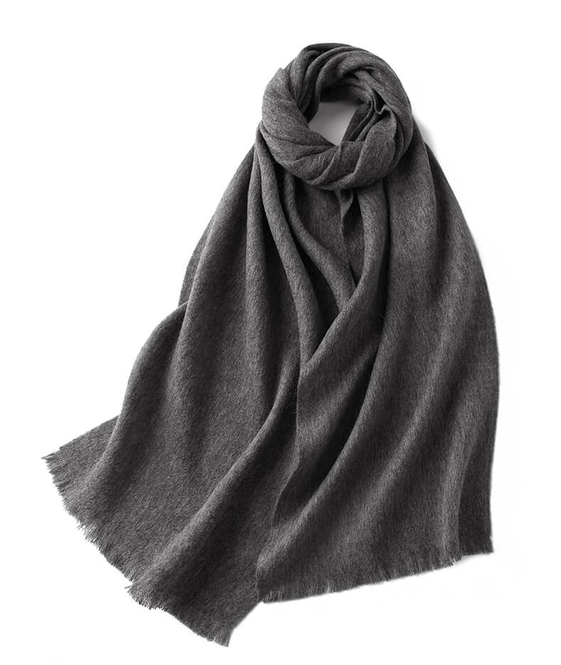 Écharpe de luxe en laine à franges courtes et unies
