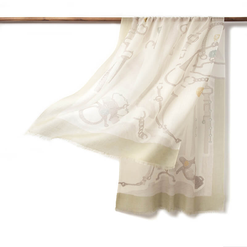 200s Camellia Pattern Print Women lightweight Cashmere Wrap Scarf