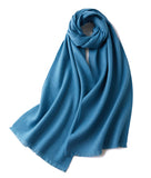 Charger l&#39;image dans la galerie, Écharpe de luxe en laine à franges courtes et unies