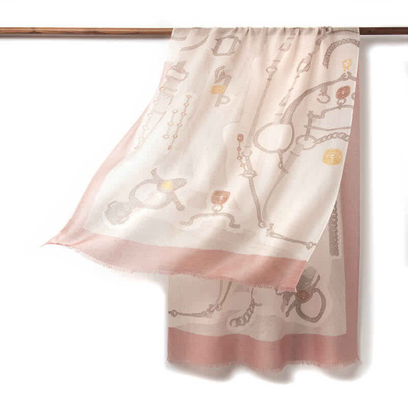 200s Camellia Pattern Print Women lightweight Cashmere Wrap Scarf