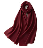 Charger l&#39;image dans la galerie, Écharpe de luxe en laine à franges courtes et unies