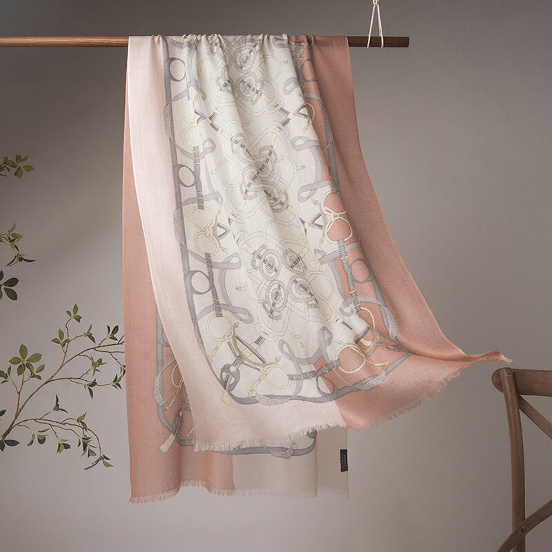 200s Camellia Pattern Print Women lightweight Cashmere Wrap Scarf