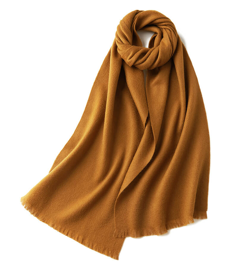 Écharpe de luxe en laine à franges courtes et unies