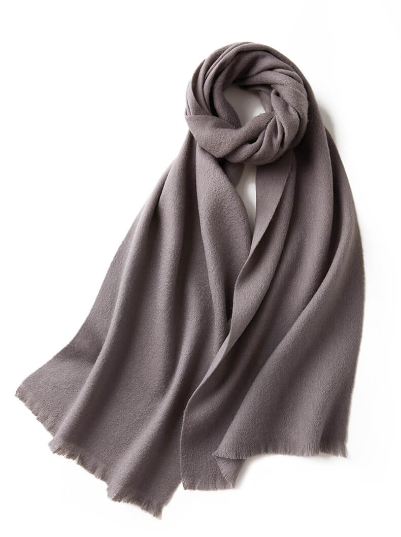 Écharpe de luxe en laine à franges courtes et unies