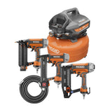 Charger l'image dans la galerie, 6 Gal. Portable Electric Pancake Air Compressor w/ 18GA Brad Nailer, 16GA Straight Finish Nailer, &amp; 18GA Finish Stapler R69603FK