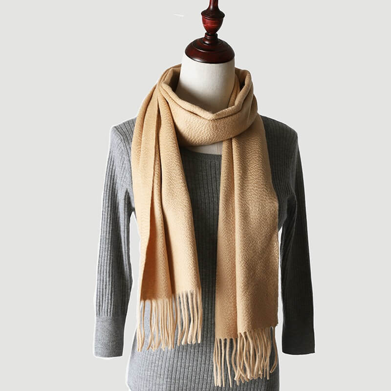 Water Pattern Camel Cashmere Scarf