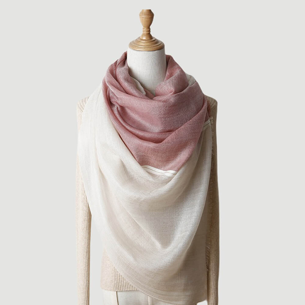200s Multiple Colors Cashmere Shawl Wrap with Decorative Lines