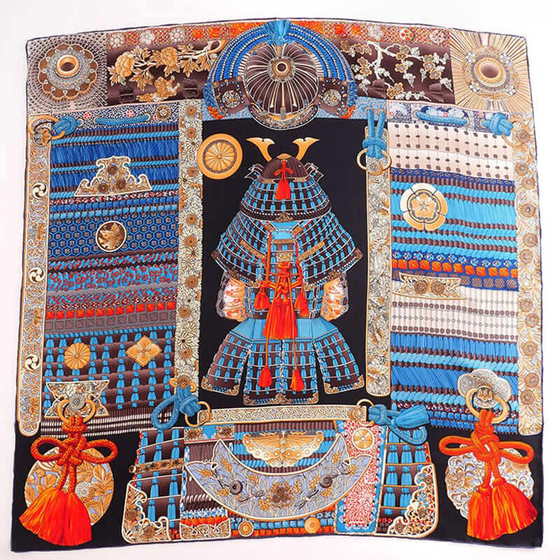 Samurai Armor Large Twill Silk Square Scarf 35 inch 14 Momme