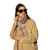 Load image into Gallery viewer, Apricot Cashmere Plaid Fringe Scarf