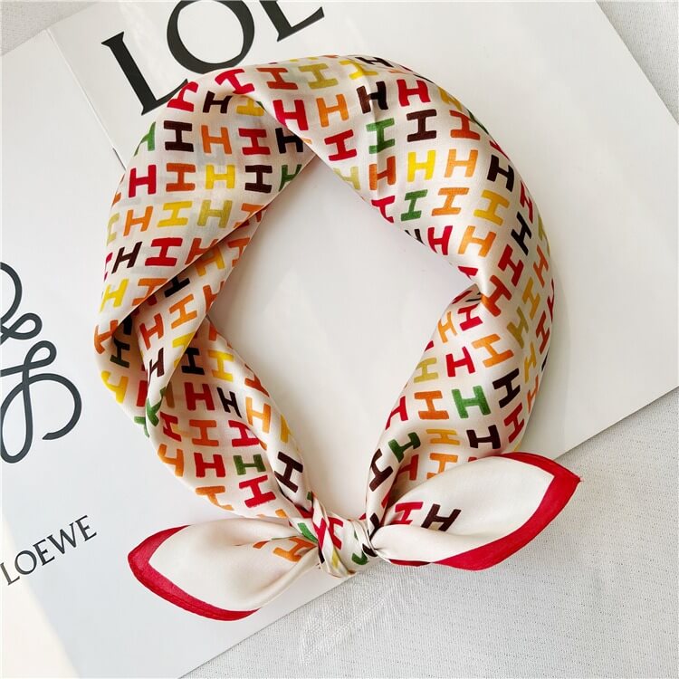 Alphabet Small Mulberry Silk Square Scarf 21" - 12 momme