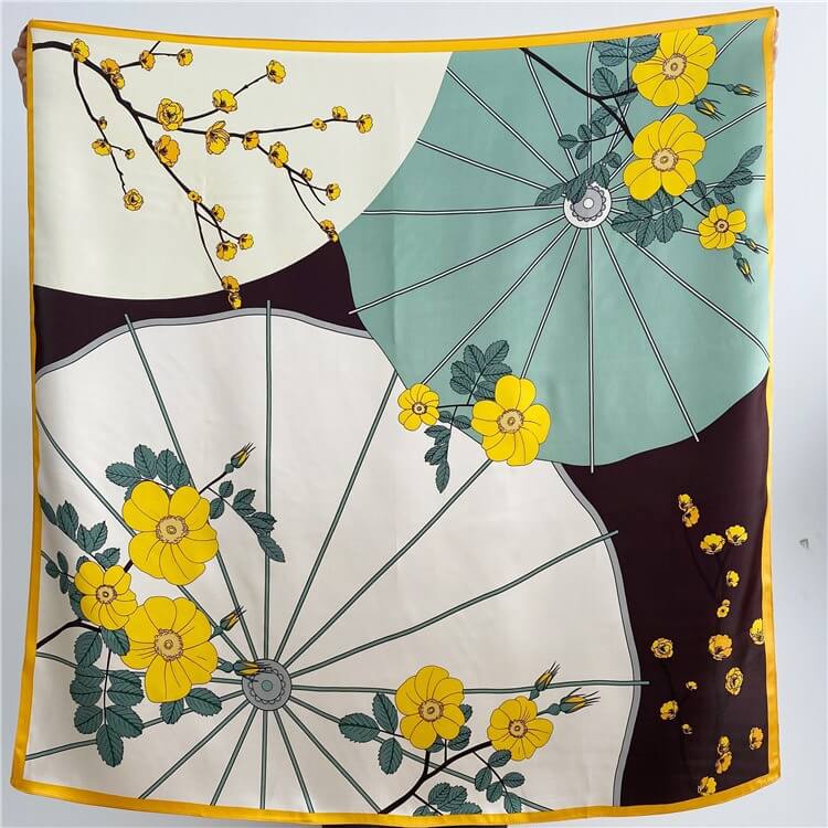 Fashion Patchwork Floral Mulberry Silk Scarf 35 inch 14 momme