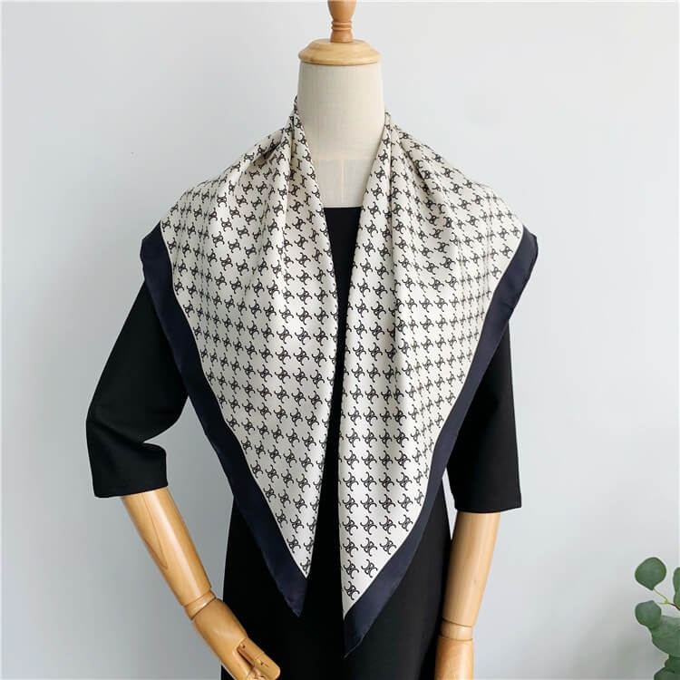 Vintage Fashion Silk Twill Square Scarf Mulberry Silky Shawl 35 inch 14 momme