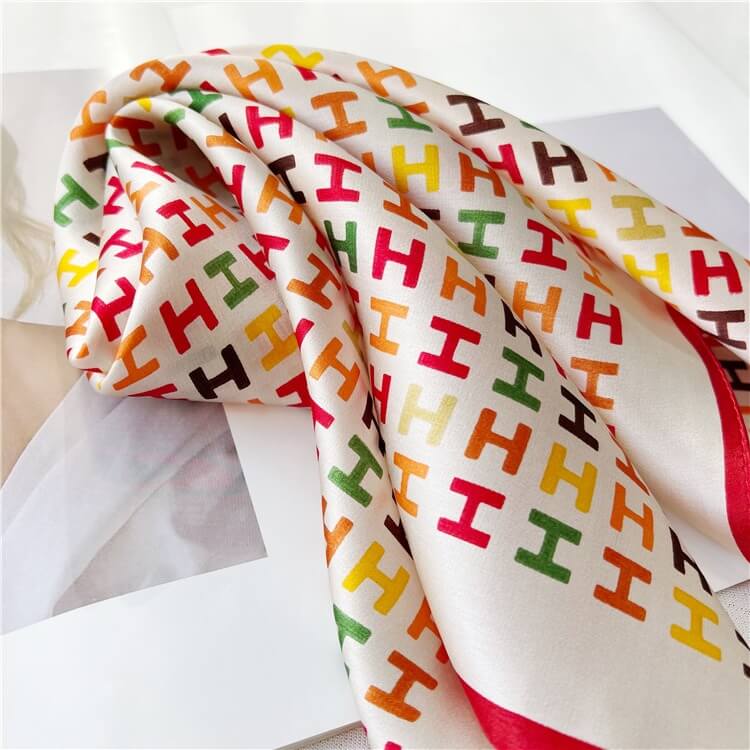 Alphabet Small Mulberry Silk Square Scarf 21" - 12 momme