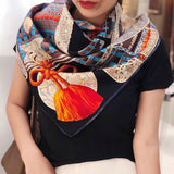 Cargar imagen en el visor de la galería, Samurai Armor Bufanda cuadrada de seda de sarga grande 35 pulgadas 14 Momme