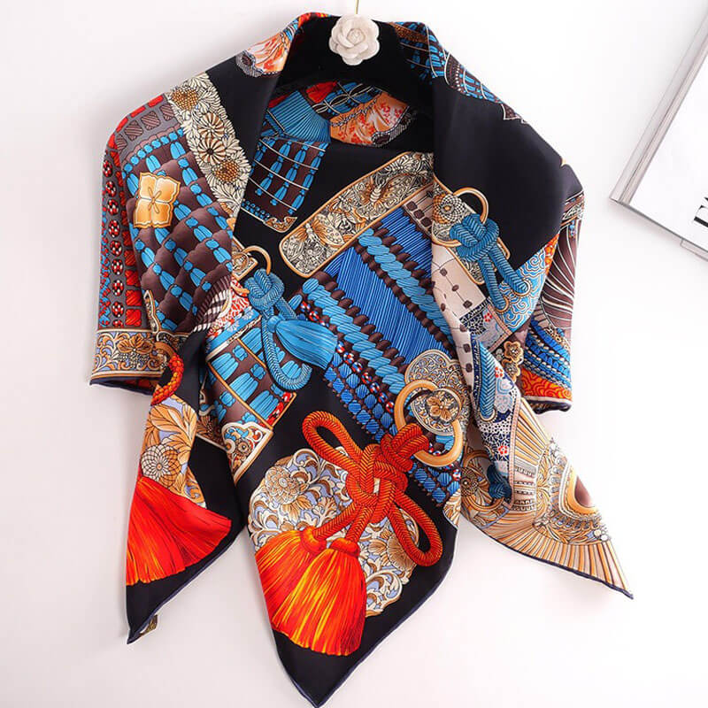 Samurai Armor Large Twill Silk Square Scarf 35 inch 14 Momme