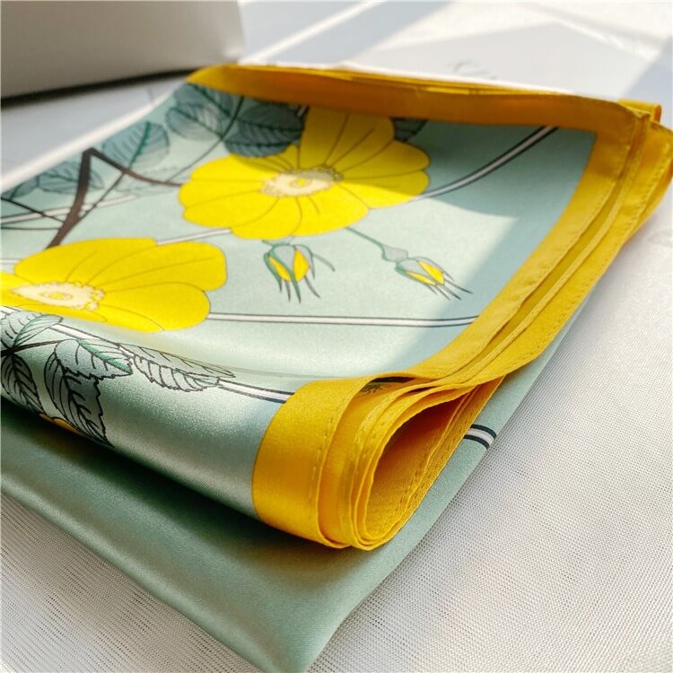 Fashion Patchwork Floral Mulberry Silk Scarf 35 inch 14 momme