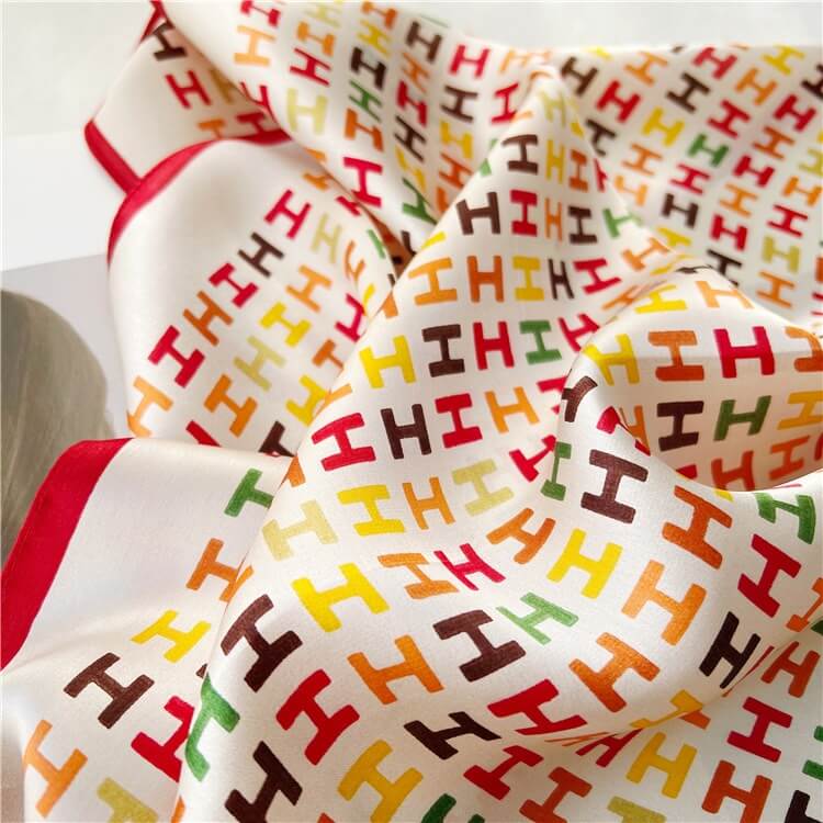 Alphabet Small Mulberry Silk Square Scarf 21" - 12 momme