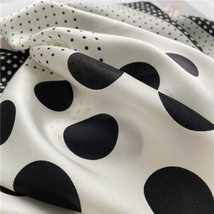 Polka Dot Silk Square Scarf Mulberry Silk Satin Shawl Scarf 35 inch 12 momme
