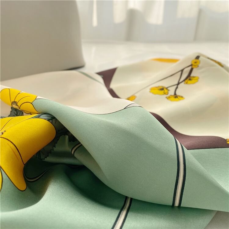 Fashion Patchwork Floral Mulberry Silk Scarf 35 inch 14 momme