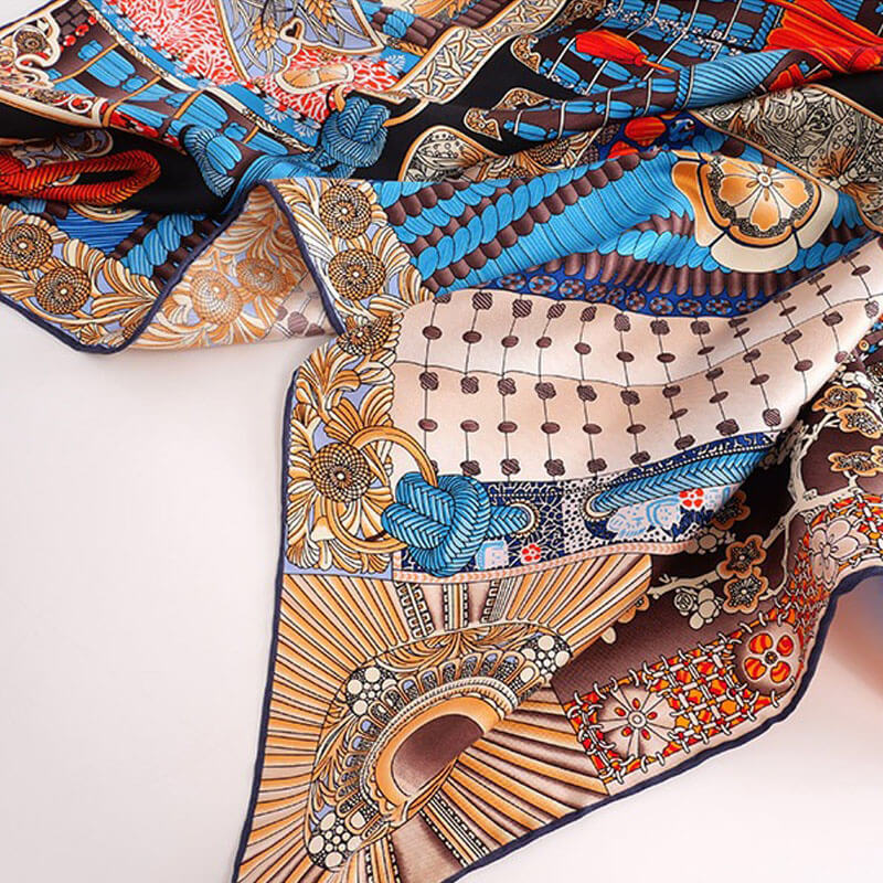 Samurai Armor Large Twill Silk Square Scarf 35 inch 14 Momme