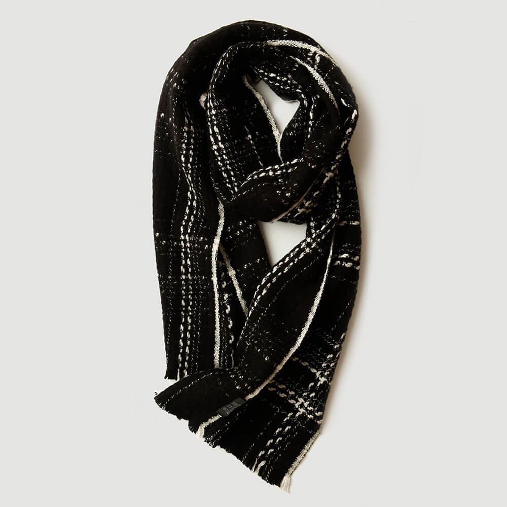 Black and White Plaid Cashmere Scarf