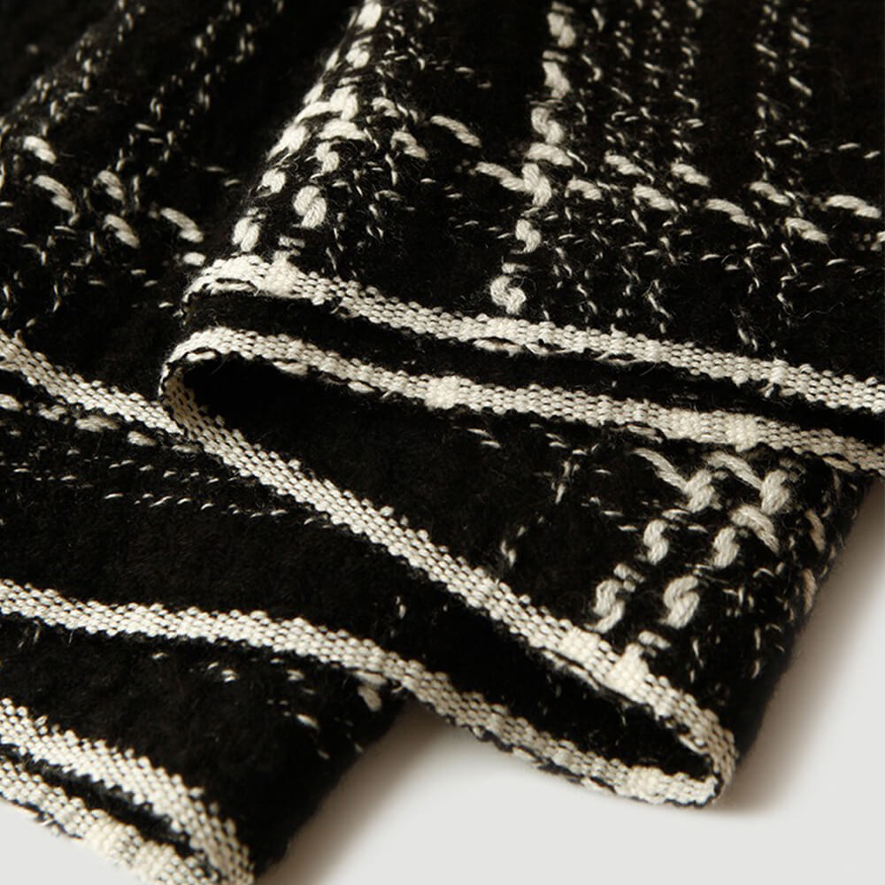 Black and White Plaid Cashmere Scarf
